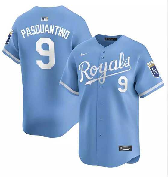 Men%27s Kansas City Royals #9 Vinnie Pasquantino Light Blue Alternate Limited Stitched Jersey Dzhi->kansas city royals->MLB Jersey
